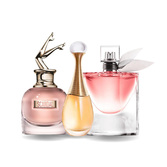 Special Offer 3 Perfumes - Jean Paul Gaultier SCANDAL, Dior J'ADORE and Lancôme LA VIE EST BELLE (Eau de Parfum)